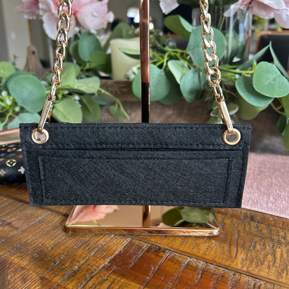 Gray Felt Wallet Insert with Gold Accents and Pocket Organizer - Picture 7 of 9